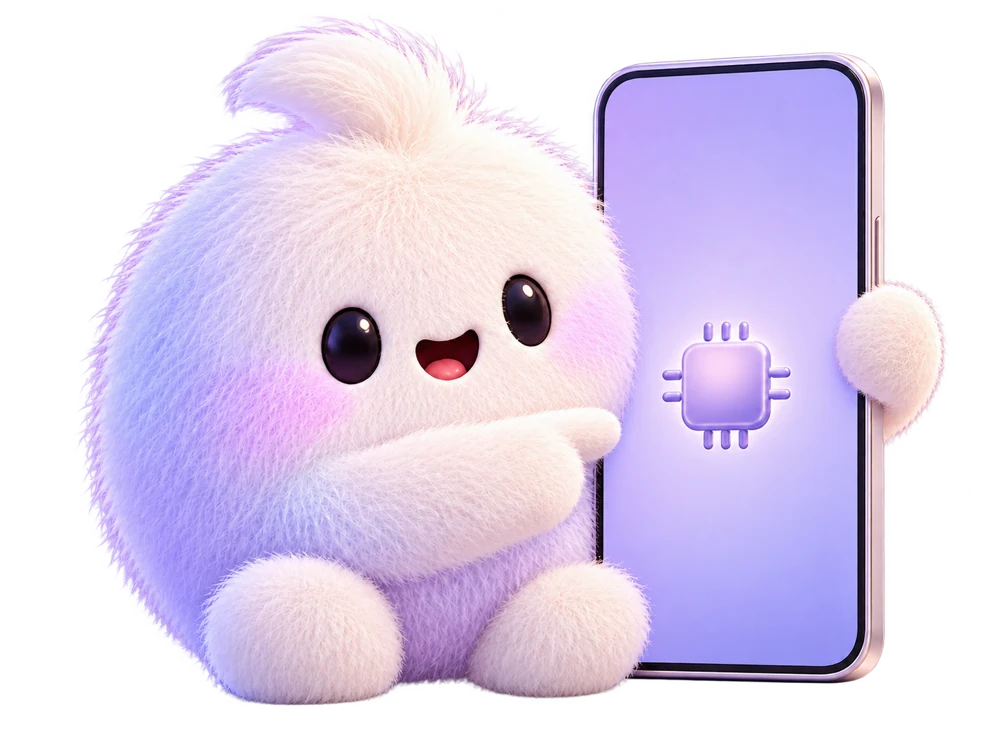 Pumli with a phone and an AI chip
